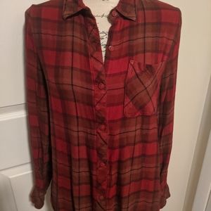 Ladies flannel button down top